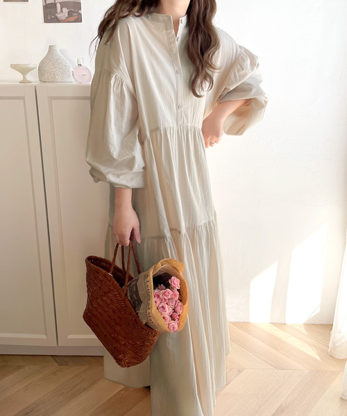 classicalelf（クラシカルエルフ）の「ふんわりモテワンピ。コットン100％バックリボンティアードワンピース（ワンピース・レディース・ブラック/ベージュ/モカ・LARGE/MEDIUM/SMALL/X-LARGE）」の18枚目の写真