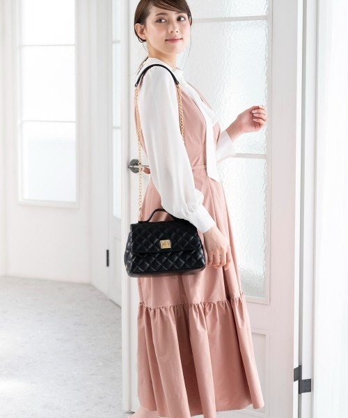 MISCH MASCH（ミッシュマッシュ）の「キルティングフラップミニバック（ショルダーバッグ・レディース・キナリ/ブラック/ピンク系その他・FREE）」の12枚目の写真