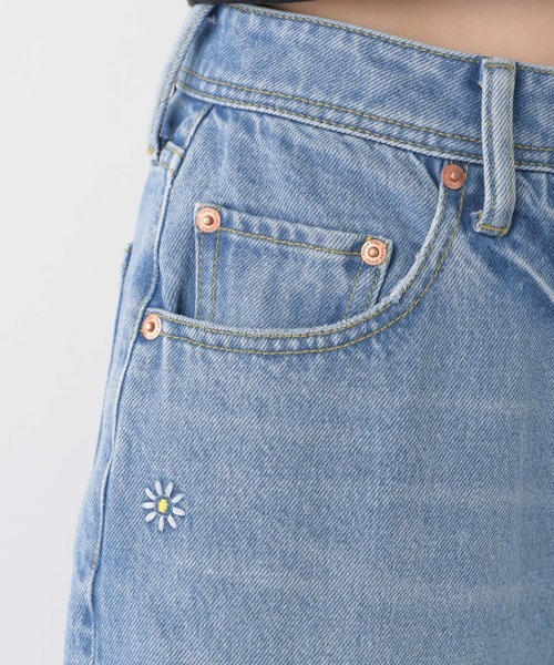 フラワー刺繍クラッシュワイドデニム（デニムパンツ）｜RAGEBLUE