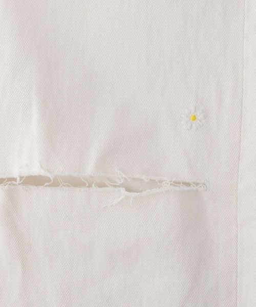 RAGEBLUE（レイジブルー）の「フラワー刺繍クラッシュワイドデニム（デニムパンツ・レディース・ブルー/オフホワイト/ブラック・FREE）」の4枚目の写真