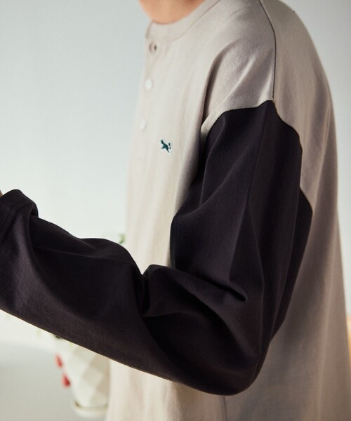 TOWNCRAFT(タウンクラフト)の「TOWN CRAFT/タウンクラフト 別注 ワンポイントロゴ ベースボール ロングスリーブTシャツ/ロンT/9分袖(Tシャツ/カットソー・メンズ・グレー/ネイビー/ベージュ・MEDIUM/LARGE)」の6枚目の写真