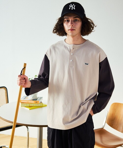 TOWNCRAFT(タウンクラフト)の「TOWN CRAFT/タウンクラフト 別注 ワンポイントロゴ ベースボール ロングスリーブTシャツ/ロンT/9分袖(Tシャツ/カットソー・メンズ・グレー/ネイビー/ベージュ・MEDIUM/LARGE)」の7枚目の写真