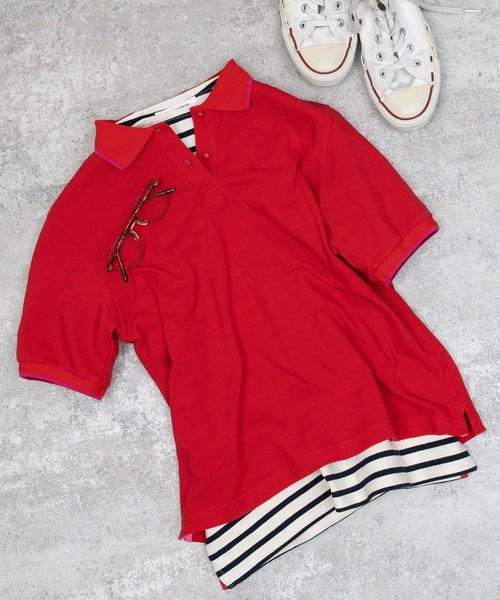 CHILD WOMAN（チャイルドウーマン）の「かのこ ポロシャツ（ポロシャツ・レディース・グリーン/サックスブルー/レッド/ネイビー・FREE）」の4枚目の写真