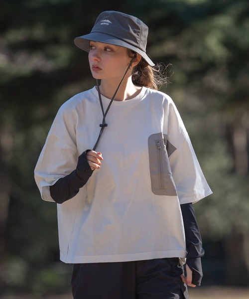OUTDOOR PRODUCTS（アウトドアプロダクツ）の「USAコットン　ポケット付き  ビッグシルエット　ワンポイントブランドロゴ　Tシャツ（Tシャツ/カットソー・レディース・ホワイト/ベージュ/ブラック・FREE）」の14枚目の写真