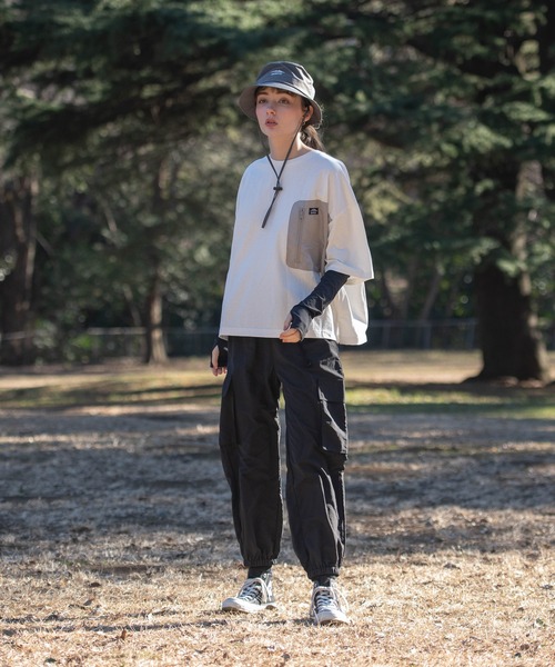 OUTDOOR PRODUCTS（アウトドアプロダクツ）の「USAコットン　ポケット付き  ビッグシルエット　ワンポイントブランドロゴ　Tシャツ（Tシャツ/カットソー・レディース・ホワイト/ベージュ/ブラック・FREE）」の12枚目の写真