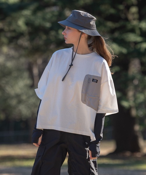 OUTDOOR PRODUCTS（アウトドアプロダクツ）の「USAコットン　ポケット付き  ビッグシルエット　ワンポイントブランドロゴ　Tシャツ（Tシャツ/カットソー・レディース・ホワイト/ベージュ/ブラック・FREE）」の16枚目の写真