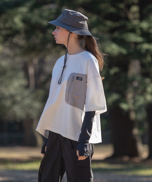OUTDOOR PRODUCTS（アウトドアプロダクツ）の「USAコットン　ポケット付き  ビッグシルエット　ワンポイントブランドロゴ　Tシャツ（Tシャツ/カットソー・レディース・ホワイト/ベージュ/ブラック・FREE）」の17枚目の写真
