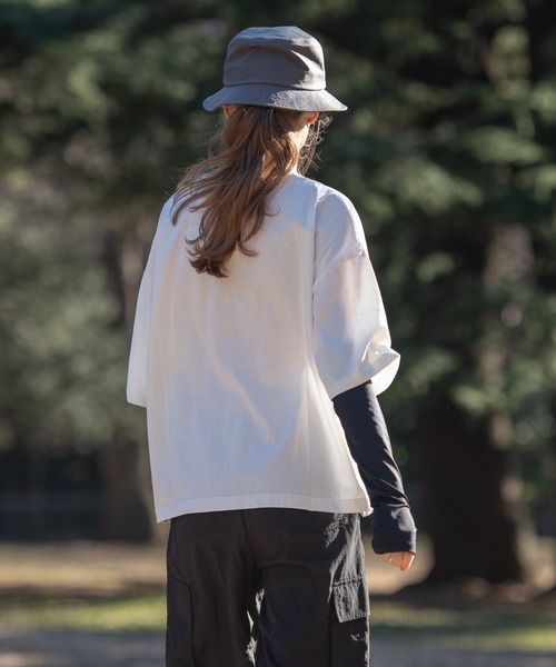 OUTDOOR PRODUCTS（アウトドアプロダクツ）の「USAコットン　ポケット付き  ビッグシルエット　ワンポイントブランドロゴ　Tシャツ（Tシャツ/カットソー・レディース・ホワイト/ベージュ/ブラック・FREE）」の18枚目の写真