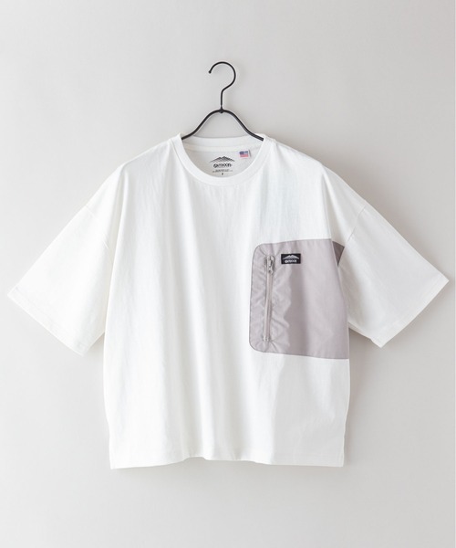 OUTDOOR PRODUCTS（アウトドアプロダクツ）の「USAコットン　ポケット付き  ビッグシルエット　ワンポイントブランドロゴ　Tシャツ（Tシャツ/カットソー・レディース・ホワイト/ベージュ/ブラック・FREE）」の4枚目の写真