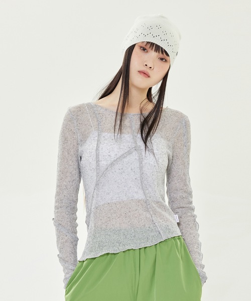 TARGETTO(ターゲット)の「【TARGETTO 】カット アウト シースルー ロング スリーブ Tシャツ / CUT OUT SEE THROUGH LONG SLEEVE TEE SHIRT(Tシャツ/カットソー・レディース・ライトグレー/ブラック・FREE)」の10枚目の写真