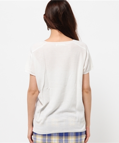 OUTLET（アウトレット）の「【CIAOPANIC TYPY】カット×ニットT（ニット/セーター・レディース・イエロー/ホワイト・FREE）」の5枚目の写真