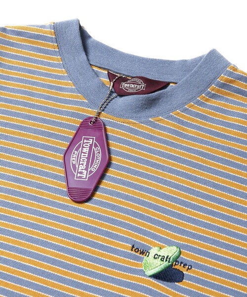 TOWNCRAFT（タウンクラフト）の「Towncraft PREP/タウンクラフトプレップ Kanoko Multi Border Tee/カノコ マルチ ボーダーTシャツ（Tシャツ/カットソー・メンズ・オフホワイト/サックスブルー・MEDIUM/LARGE）」の6枚目の写真