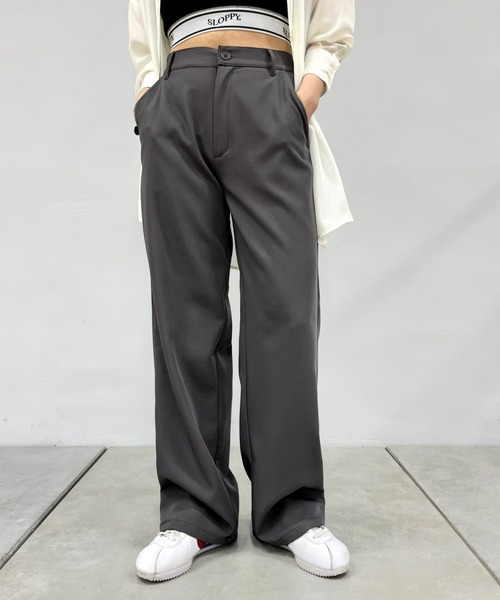 WHO'S WHO gallery（フーズフーギャラリー）の「ストレートスラックス（スラックス・レディース・チャコールグレー/ブラック/レッド/オフホワイト/ピンク・FREE）」の3枚目の写真