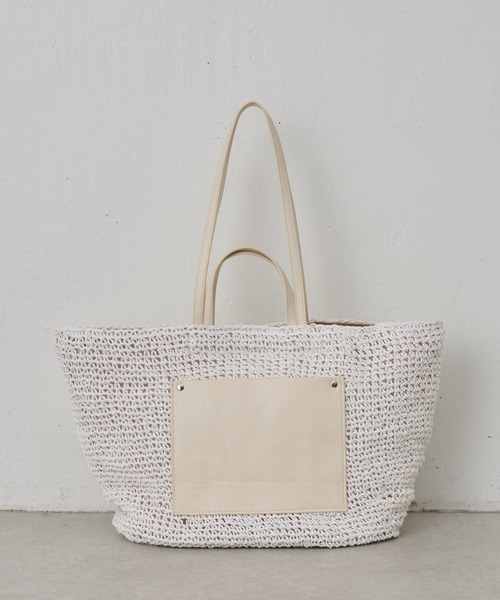 BEARDSLEY（ビアズリー）の「2WAYペーパーメッシュトート（トートバッグ・レディース・グレイッシュベージュ/ホワイト・FREE）」の7枚目の写真