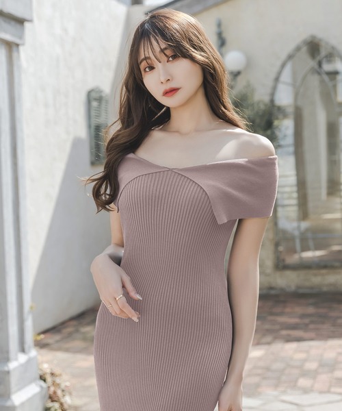 Julia Boutique(ジュリアブティック)の「デコルテオープンノースリーブマーメイドニットワンピース/23062(ワンピース・レディース・グレイッシュブルー/ピンク/グレー系・ONE)」の12枚目の写真