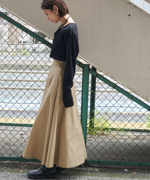 Auntie Rosa Holiday（アンティローザホリデー）の「ハイウエストフレアスカート（スカート・レディース・ブラック/ベージュ/ライトベージュ/カーキ・マルチサイズ）」の19枚目の写真