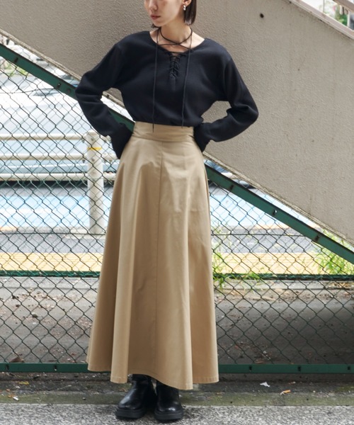 Auntie Rosa Holiday（アンティローザホリデー）の「ハイウエストフレアスカート（スカート・レディース・ブラック/ベージュ/ライトベージュ/カーキ・マルチサイズ）」の16枚目の写真