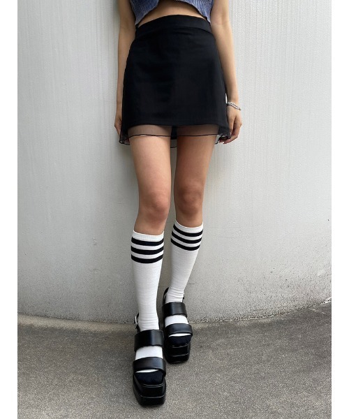 ENVYM（アンビー）の「シアーレイヤードミニスカート（スカート・レディース・ブラック/ホワイト・FREE）」の5枚目の写真