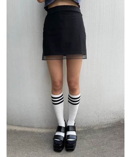 ENVYM（アンビー）の「シアーレイヤードミニスカート（スカート・レディース・ブラック/ホワイト・FREE）」の15枚目の写真