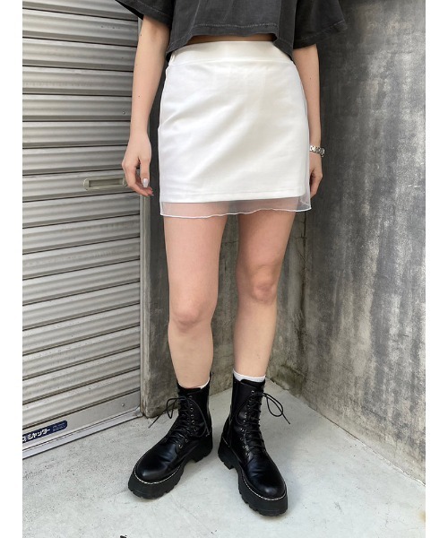ENVYM（アンビー）の「シアーレイヤードミニスカート（スカート・レディース・ブラック/ホワイト・FREE）」の21枚目の写真
