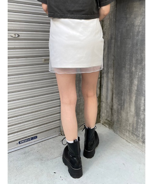 ENVYM（アンビー）の「シアーレイヤードミニスカート（スカート・レディース・ブラック/ホワイト・FREE）」の10枚目の写真