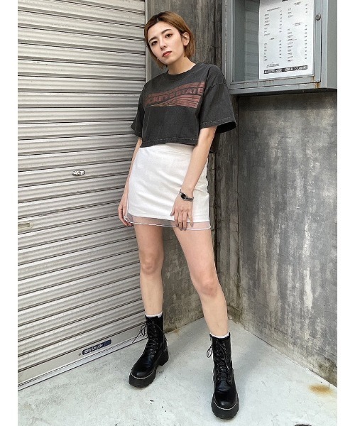 ENVYM（アンビー）の「シアーレイヤードミニスカート（スカート・レディース・ブラック/ホワイト・FREE）」の8枚目の写真