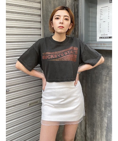 ENVYM（アンビー）の「シアーレイヤードミニスカート（スカート・レディース・ブラック/ホワイト・FREE）」の19枚目の写真