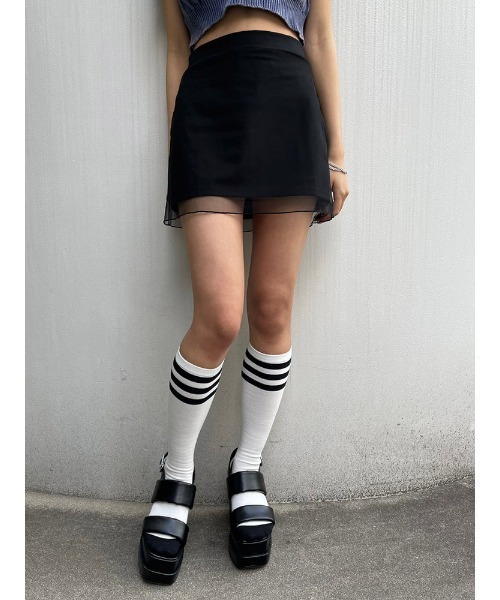 ENVYM（アンビー）の「シアーレイヤードミニスカート（スカート・レディース・ブラック/ホワイト・FREE）」の13枚目の写真