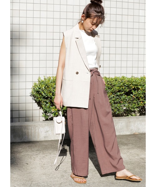 N.（N. Natural Beauty Basic）（エヌエヌナチュラルビューティーベーシック）の「◆麻調イージーパンツ（スラックス・レディース・オレンジ/モカ/ブルー・MEDIUM）」の5枚目の写真