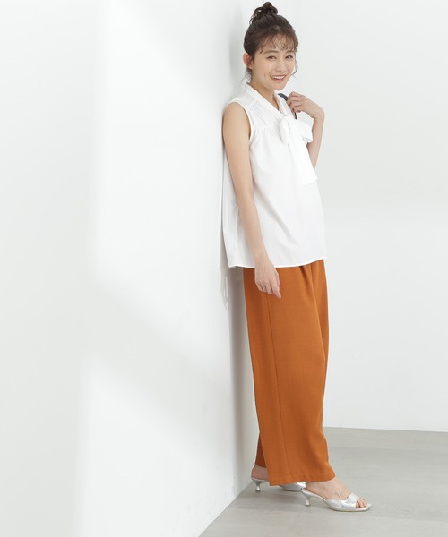 N.（N. Natural Beauty Basic）（エヌエヌナチュラルビューティーベーシック）の「◆麻調イージーパンツ（スラックス・レディース・オレンジ/モカ/ブルー・MEDIUM）」の12枚目の写真