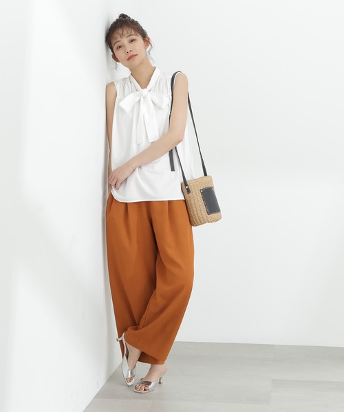 N.（N. Natural Beauty Basic）（エヌエヌナチュラルビューティーベーシック）の「◆麻調イージーパンツ（スラックス・レディース・オレンジ/モカ/ブルー・MEDIUM）」の13枚目の写真