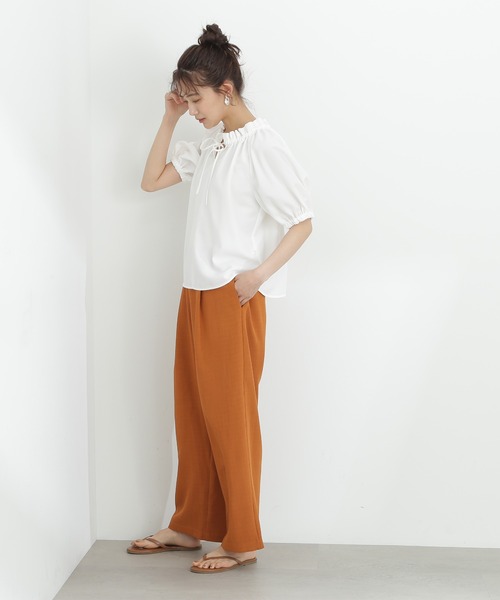 N.（N. Natural Beauty Basic）（エヌエヌナチュラルビューティーベーシック）の「◆麻調イージーパンツ（スラックス・レディース・オレンジ/モカ/ブルー・MEDIUM）」の15枚目の写真