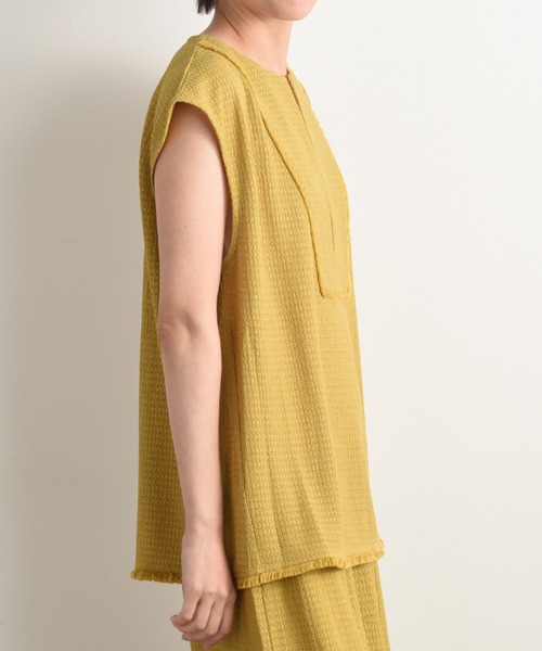 INTERPLANET（インタープラネット）の「フィールド柄ヨークフリンジベスト（ベスト・レディース・ナチュラル/ブラック/イエロー・FREE）」の5枚目の写真