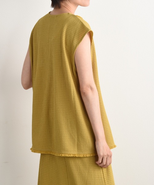 INTERPLANET（インタープラネット）の「フィールド柄ヨークフリンジベスト（ベスト・レディース・ナチュラル/ブラック/イエロー・FREE）」の6枚目の写真