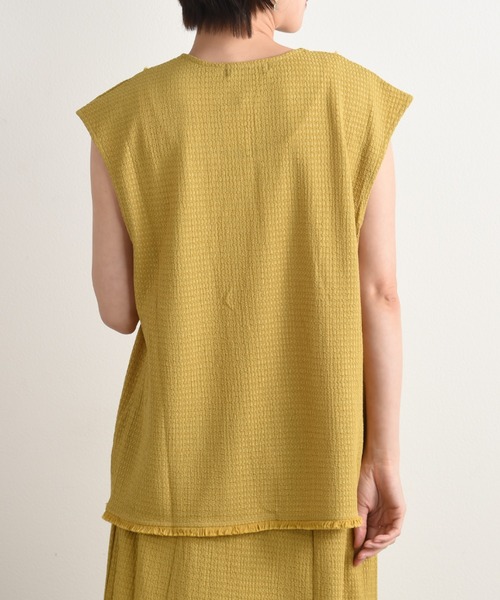 INTERPLANET（インタープラネット）の「フィールド柄ヨークフリンジベスト（ベスト・レディース・ナチュラル/ブラック/イエロー・FREE）」の7枚目の写真