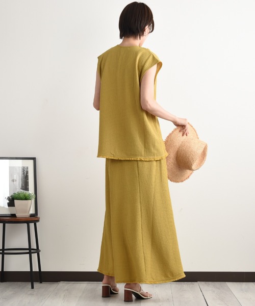 INTERPLANET（インタープラネット）の「フィールド柄ヨークフリンジベスト（ベスト・レディース・ナチュラル/ブラック/イエロー・FREE）」の13枚目の写真