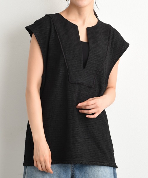 INTERPLANET（インタープラネット）の「フィールド柄ヨークフリンジベスト（ベスト・レディース・ナチュラル/ブラック/イエロー・FREE）」の16枚目の写真