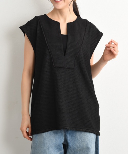 INTERPLANET（インタープラネット）の「フィールド柄ヨークフリンジベスト（ベスト・レディース・ナチュラル/ブラック/イエロー・FREE）」の21枚目の写真