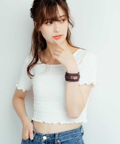 Rocky Monroe(ロッキーモンロー)の「レザーバングルブレスレット(ブレスレット・メンズ・ブルー/グレー/ブラック/ブラウン/レッド/キャメル/レオパード・FREE)」の19枚目の写真