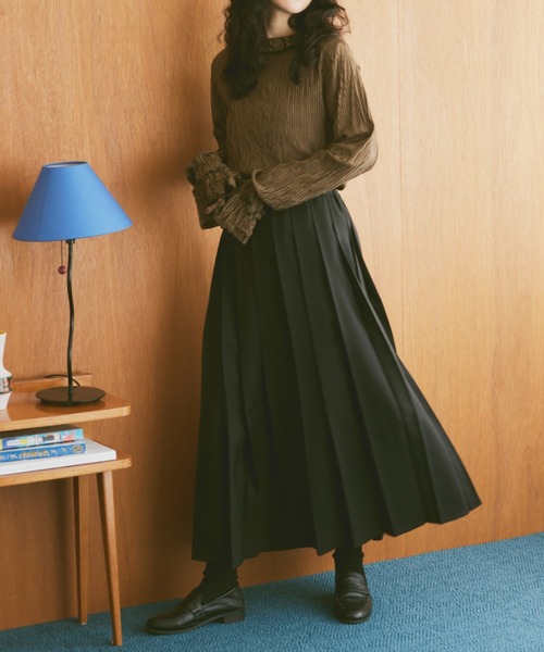 Libra Cue（リブラ キュー）の「プリーツロングスカート（スカート・レディース・ネイビー/ブラック/ブラウン/アイボリー・FREE）」の10枚目の写真