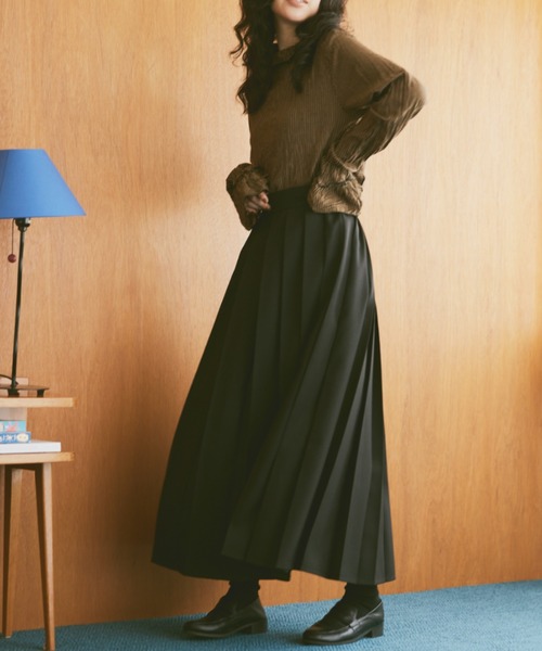 Libra Cue（リブラ キュー）の「プリーツロングスカート（スカート・レディース・ネイビー/ブラック/ブラウン/アイボリー・FREE）」の11枚目の写真