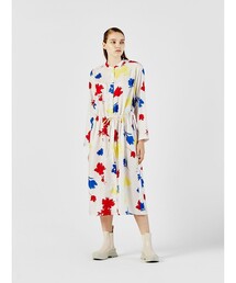 MIDIUMISOLID | MIDIUMISOLID for Ladies フラワープリントスタンドカラーシャツワンピース(ワンピース)