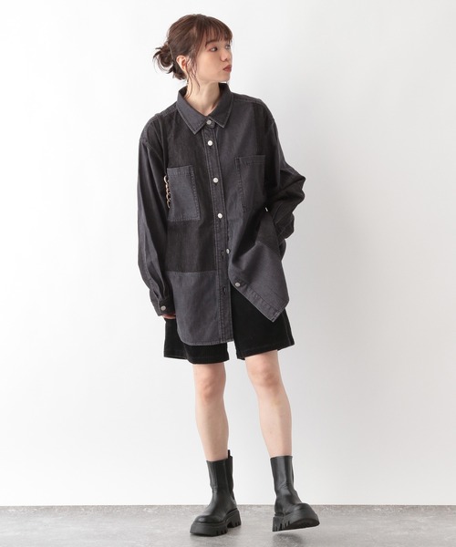 RAGEBLUE（レイジブルー）の「キリカエBIGデニムシャツ（シャツ/ブラウス・レディース・ブラック/ブルー・FREE）」の19枚目の写真