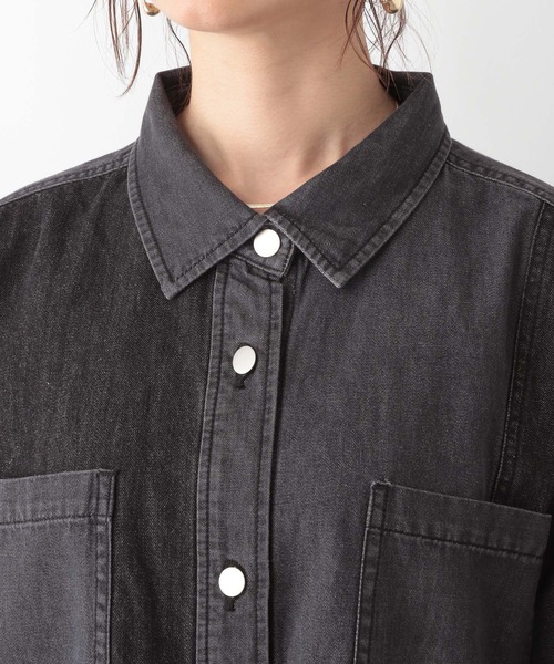 RAGEBLUE（レイジブルー）の「キリカエBIGデニムシャツ（シャツ/ブラウス・レディース・ブラック/ブルー・FREE）」の13枚目の写真