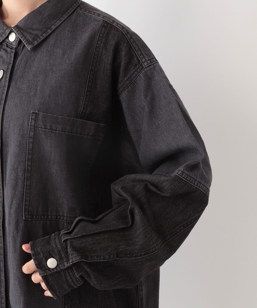 RAGEBLUE（レイジブルー）の「キリカエBIGデニムシャツ（シャツ/ブラウス・レディース・ブラック/ブルー・FREE）」の14枚目の写真