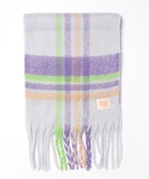 Q（キュー）の「マルチチェックフリンジストール（ストール/ショール・レディース・ホワイト系/ブラック系・ONE SIZE）」の4枚目の写真