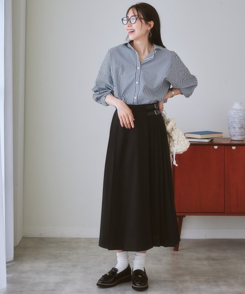 nissen(ニッセン)の「脇プリーツAラインロング丈スカート(スカート・レディース・ブラック/イエロー系/ブルー系・L/LL/M/S)」の10枚目の写真