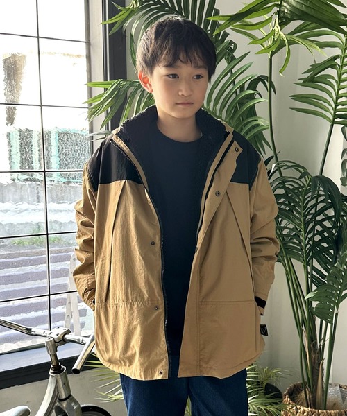 GLAZOS（グラソス）の「【撥水】ナイロン・ボアインナー付き３WAYコート（ブルゾン・キッズ・カーキ/ブラック/ベージュ・130cm/140cm/150cm/160cm/170cm）」の2枚目の写真