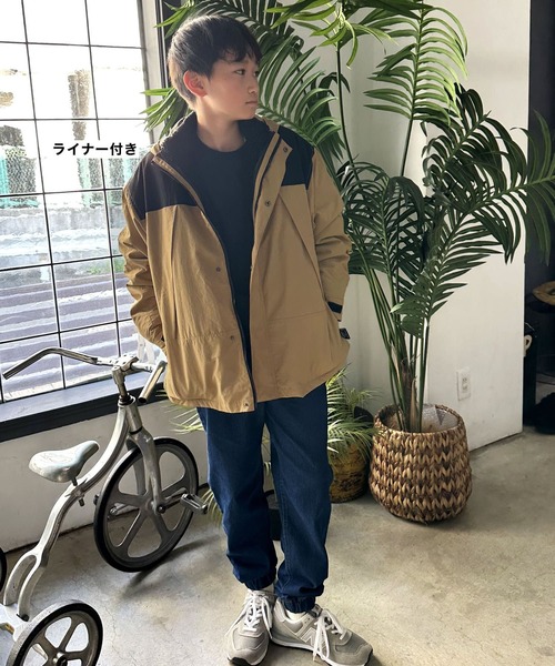 GLAZOS（グラソス）の「【撥水】ナイロン・ボアインナー付き３WAYコート（ブルゾン・キッズ・カーキ/ブラック/ベージュ・130cm/140cm/150cm/160cm/170cm）」の7枚目の写真