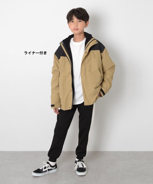 GLAZOS（グラソス）の「【撥水】ナイロン・ボアインナー付き３WAYコート（ブルゾン・キッズ・カーキ/ブラック/ベージュ・130cm/140cm/150cm/160cm/170cm）」の8枚目の写真